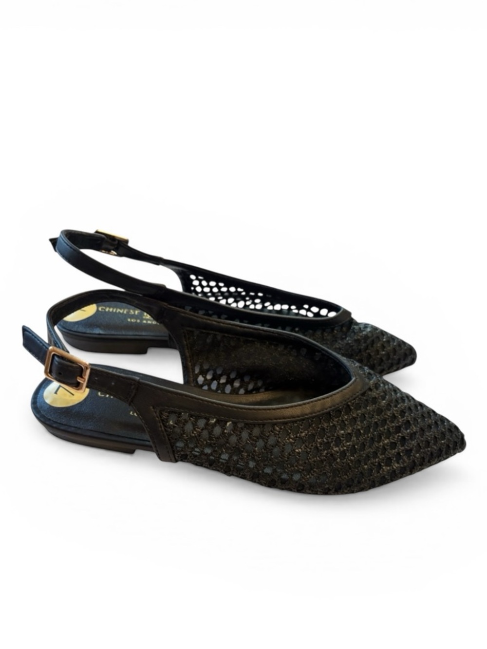 Chinese Laundry Black Woven Slingback Flats - Women's Pointed Toe Comfort 7.5